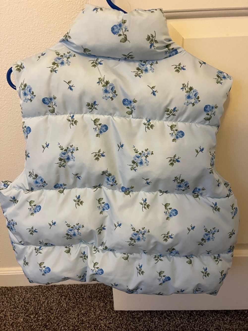 Matching Floral Puffer Vest Set Pink Blue Cottagecore Coquette Aesthetic - Picture 2 of 5